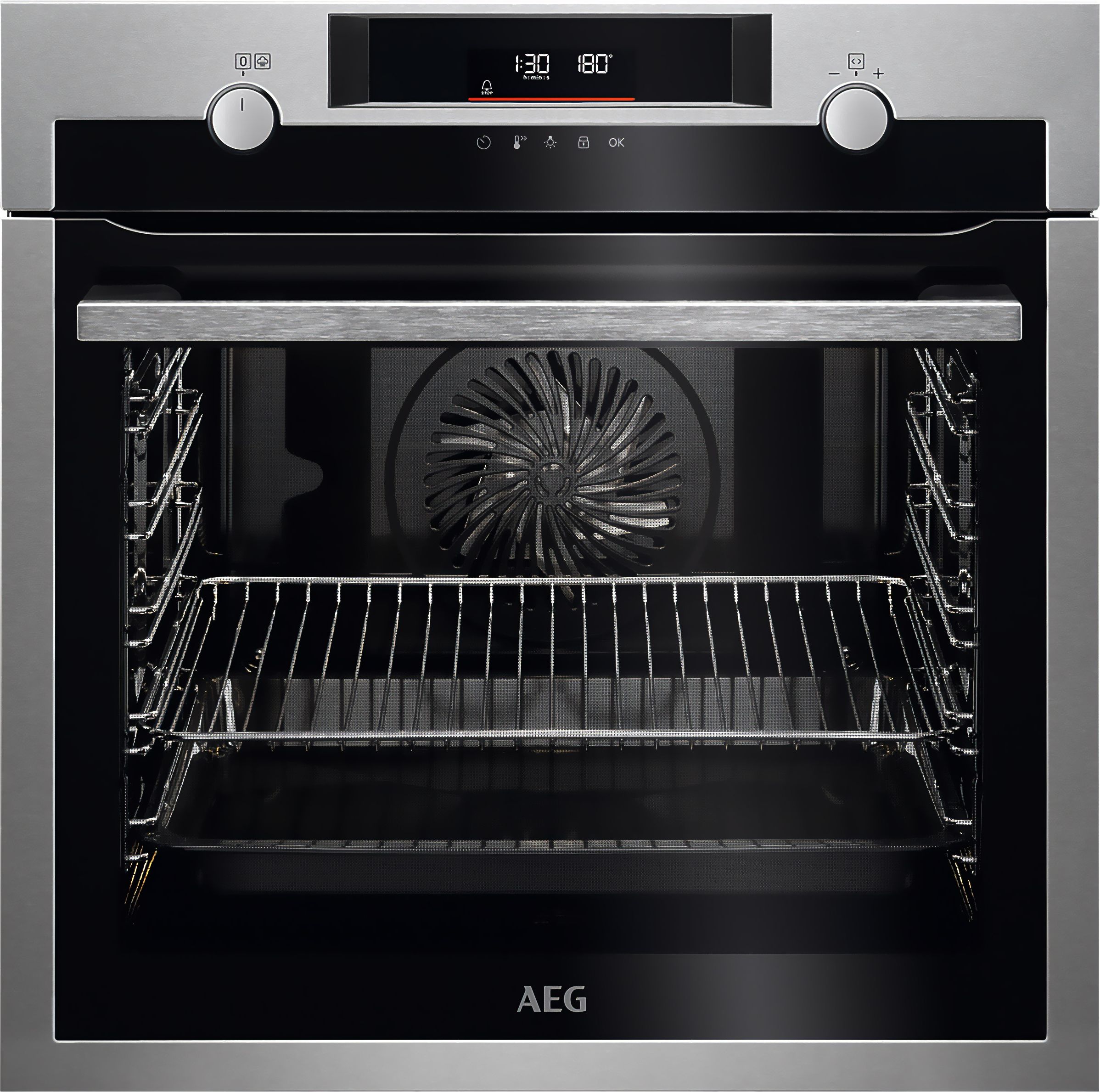 AEG Steambake BPS555060M Built In Electric Single Oven and Pyrolytic Cleaning - Black / Stainless Steel - A+ Rated, Black